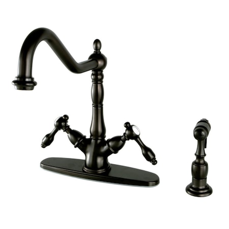 Kingston Brass KS1235TALBS Mono Deck Mount Kitchen Faucet W/ Brass Sprayer, Bronze KS1235TALBS
